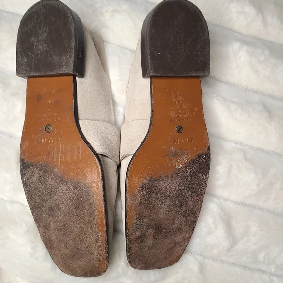 Frame Denim Cream and Gold Flats with Horsebit Detail - Picture 6 of 9